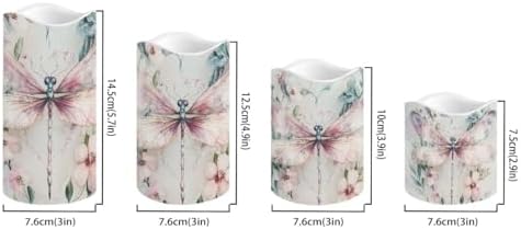 Dragonfly MarbleFlickering Flameless Candles Pillar LED Candles with Remote and Timer Set of 4 Color Changing Battery Operated Candles for Home Birthday Decoration - Image 2