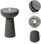 23.23" H Outdoor Water Fountain Made with Eco-Friendly Recyclable Materials, Polyethylene Bird Bath Bubbler Water Fountain Outdoor, Garden Decor with LED Light & Pump for Patio (Andesite) - Image 4