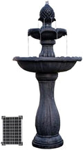 XBrand 44" H Fiberglass/Resin 2-Tier Solar Water Fountain w/Solar Panel and Auto-Shut Off Pump, Solar Garden Fountain, Tall Outdoor Fountain, Two Tiered Birdbath Fountain, Black by XBrandHomeGarden