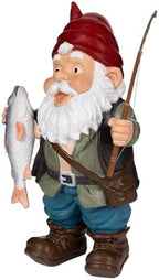 Fly Fishing Garden Gnome Statue - Cheerful Angler with Rod & Trout Figurine - Durable Resin Lawn & Yard Art Decor for Outdoor Patio, Pond - Unique Funny Gift for Men, Dad - Image 5