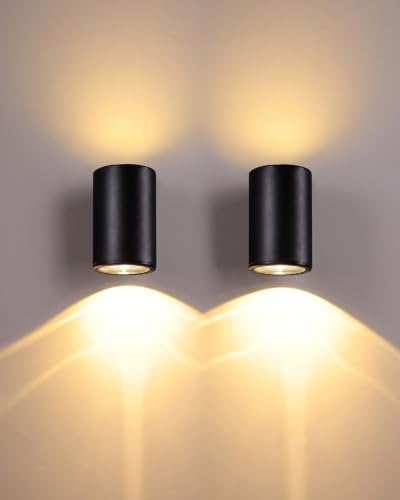 pearlstar 2Pack Solar Wall Lights Outdoor Up & Down Sconce 5.9" Cylinder by pearlstar