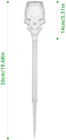 Tyenaza 4Pcs Solar Lights Outdoor, Solar Torch Skull Light Green Flickering Flame IP65 Waterproof Solar Pathway Lights Outdoor Halloween Decorations - Image 2