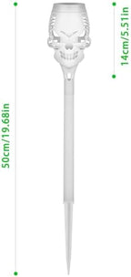 Tyenaza 4Pcs Solar Lights Outdoor, Solar Torch Skull Light Green Flickering Flame IP65 Waterproof Solar Pathway Lights Outdoor Halloween Decorations - Image 2