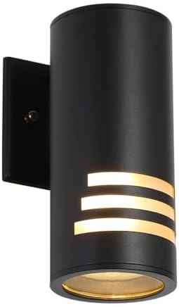 Cerdeco 8.7” Stainless Steel Cylinder Outdoor Wall Sconces Black by Cerdeco