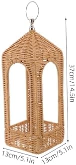 Handwoven Boho Candle Lantern with Handle for Garden Balcony - Image 2