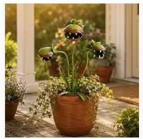 Metal Carnivorous Plant Garden Stakes,25 Inch Venus Flytrap Yard Art Sculpture,2 Pack Weatherproof Decor for Lawn Patio Pathway Planter Flower Bed,Whimsical Garden Ornament Gift(2PCS) - Image 5
