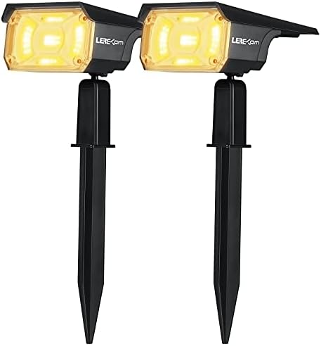 LEREKAM 40 LEDs Spotlights,IP65 Waterproof Solar Powered Landscape Spotlights 2-in-1 Wall Light, Outdoor Landscaping Lights Auto On/Off for Yard Garden 2Pack Warm-White by LEREKAM