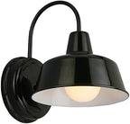 Design House Mason Farmhouse Gooseneck Barn Light, Outdoor Exterior Porch or Patio Wall Light Fixture, Satin Black, 8 Inch Diameter, 1-Pack, 579367 by DesignHouse