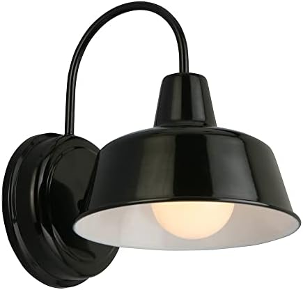 Design House Mason Farmhouse Gooseneck Barn Light, Outdoor Exterior Porch or Patio Wall Light Fixture, Satin Black, 8 Inch Diameter, 1-Pack, 579367 by DesignHouse