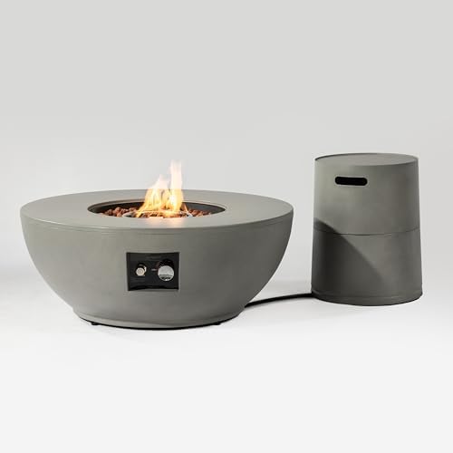 37'' Round Propane Fire Pit Table Set with Hidden Tank Cover - 2-Piece Outdoor Patio Heater, ETL Certified Steel Firepit for Backyard, Deck, Garden (Gas Tank Not Included). by Senjoys