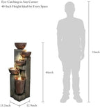 SunJet 5-Tier Cascading Indoor/Outdoor Water Fountain with LED Lights - 39.7" High Large Waterfall Floor Standing Fountain for Garden, Patio, Yard, and Deck Decor - Relaxing Outdoor Water Feature - Image 5