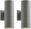 mirrea 12" Modern Outdoor Porch Light in 2 Lights, 2 Pack, Metallic Gray by mirrea