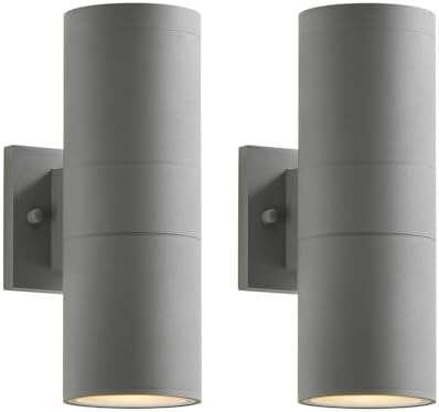mirrea 12" Modern Outdoor Porch Light in 2 Lights, 2 Pack, Metallic Gray by mirrea