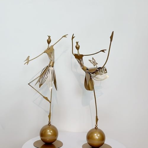 Outdoor Statue Garden Metal Statue Outdoor Dancing Girl Bird Art Farmhouse Footpath Garden Decor(A) - Image 7