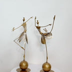 Outdoor Statue Garden Metal Statue Outdoor Dancing Girl Bird Art Farmhouse Footpath Garden Decor(A) - Image 7