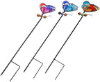 Hemoton 3pcs Butterfly Garden Stakes with Iron and Glass for Outdoor Patios by HEMOTON