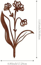 Rustic Floral Metal Garden Stake, 11.81Inch Outdoor Decoration with Flower Design, Durable Metal Construction for Patio, Balcony, Yard - Image 5