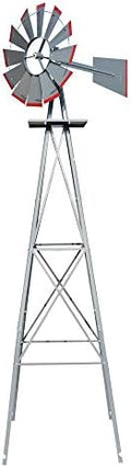 VINGLI 8FT Ornamental Windmill Backyard Garden Decoration Weather Vane, Heavy Duty Metal Wind Mill w/ 4 Legs Design (Grey) by VINGLI