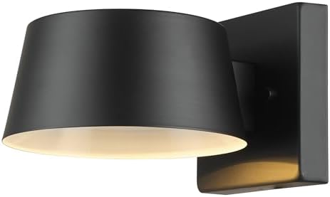 Globe Electric 44782 LED Integrated Outdoor Wall Sconce, Matte Black, 8W, 650 Lumens, 2700 Kelvin, Back Porch Lights, Front Patio, Garage Fixture, Exterior Lighting for House by GlobeElectric