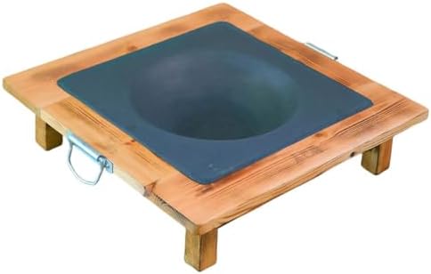 Fire Pit Table Solid Wood cast Iron Grill Brazier Heating Stove Barbecue Grill Household Charcoal Stove Square Metal Firepit Stove Backyard Patio Garden Fireplace by Unknown