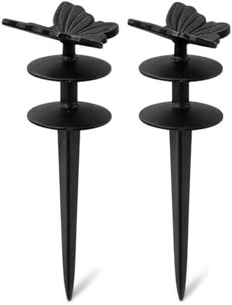 2 Pack 10.63 Inch Butterfly Shaped Cast Iron Garden Stakes Solid Yard Decor Hose Guides for Garden Stable Hose Holders for Outside Lawn Flower Bed Layout by Unknown