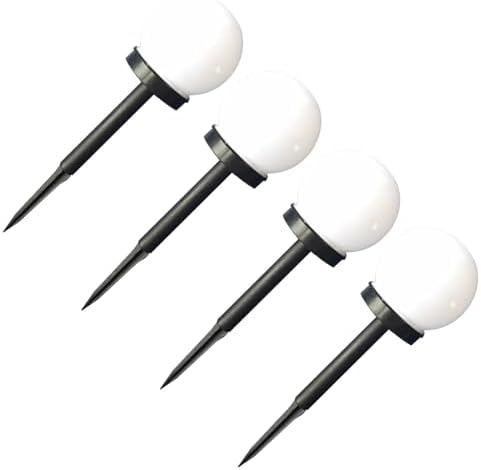 4Pcs Solar Ball Lights Outdoor, White LED Pathway Garden Decor by PLAFOPE