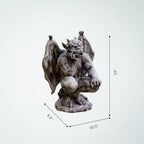 OLOMA Sitting Gothic Gargoyle Concrete Garden Statue Outdoor Yard Decor Handmade Beast Fantasy Sculpture Weather Resistant Cement Lawn Ornament Patio Porch Yard Lawn Decor - Image 5