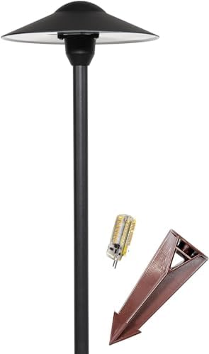 LED Pathway Lights 131 - Heavy Duty Metal Low Voltage Landscape Lighting, 12V Driveway Lights Outdoor Walkway Garden Pathway Lighting with Warm White G4 3.5W 2700K LED Bulb, Ground Stake & Connectors by MIKSolutions