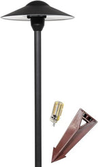 LED Pathway Lights 131 - Heavy Duty Metal Low Voltage Landscape Lighting, 12V Driveway Lights Outdoor Walkway Garden Pathway Lighting with Warm White G4 3.5W 2700K LED Bulb, Ground Stake & Connectors by MIKSolutions