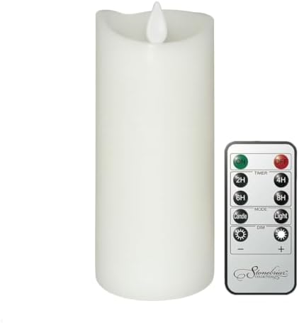 Stonebriar LED Pillar Candles — Remote & Timer, Real Wax Flameless Candles for Home Décor, Weddings & Events, Pack of 6, White, 3" x 8" by StonebriarCollection