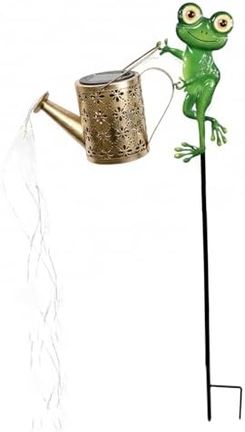 Solar Watering Can, 32 Inch Automatic Outdoor Solar Lantern with Warm LEDs, Weather-Resistant Yard Decor, Frog Hanging Lights for Outside by Unknown