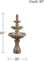 John Timberland Ibiza 62" Sandstone 3-Tier LED Outdoor Floor Large Fountain - Image 4