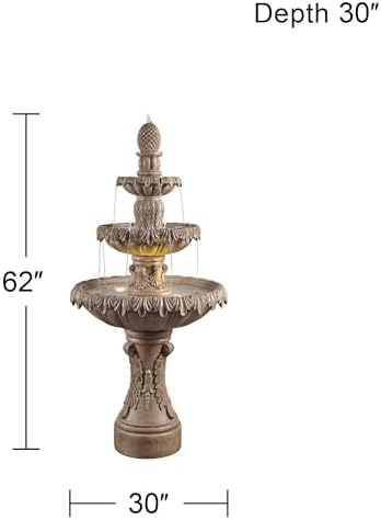John Timberland Ibiza 62" Sandstone 3-Tier LED Outdoor Floor Large Fountain - Image 4