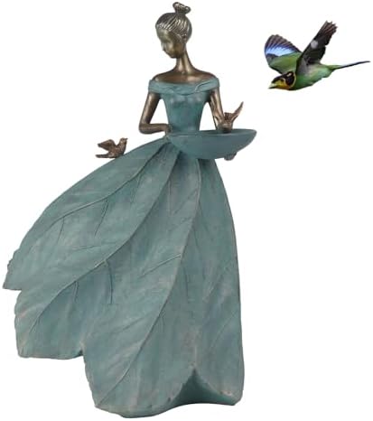 DiliComing Large Garden Fairy Statue Bird Feeder & Bird Bath - 23-Inch Resin Outdoor Yard Decor Angel Statue, Decorative Girl Sculpture for Garden, Lawn, Patio by DiliComing