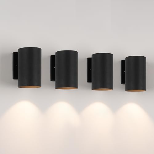 mirrea 7" Modern Outdoor Porch Wall Light, Matte Black, Pack of 4 by mirrea