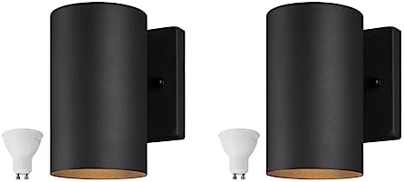 mirrea 7" Modern Outdoor Porch Wall Light, Matte Black, Pack of 2 by mirrea