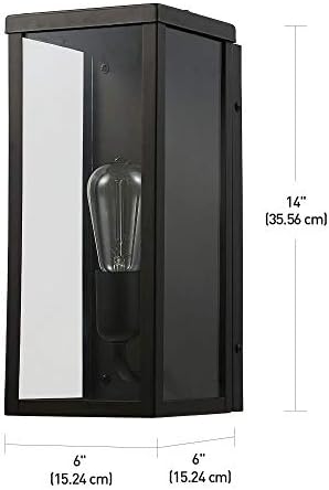 Globe Electric 44199 Donald 1-Light Outdoor Indoor Wall Sconce, Bronze, Clear Glass Shade, Bulb Included - Image 2
