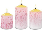 Cozeyat 3 Pieces Flameless Candles with Remote Control, Flickering Romantic Realistic Wax Pillar Tealights, Pink Cherry Blossom Design Flameless Bullet Floating Candles for Indoor Outdoor Decor - Image 2