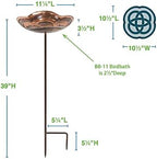 BB-11-S Dara Birdbath with Stake, Copper, Roman Bronze - Image 3