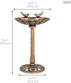 32inch Antique Bird Bath Outside Garden Weather Resistant Polyresin Backyard Expressions - Image 3