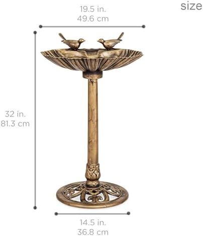 32inch Antique Bird Bath Outside Garden Weather Resistant Polyresin Backyard Expressions - Image 3