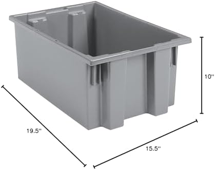 Akro-Mils 35190 Nest and Stack Plastic Storage Container and Distribution Tote, (19-1/2-Inch L x 15-1/2-Inch W x 10-Inch H), Gray, (6-Pack) - Image 6