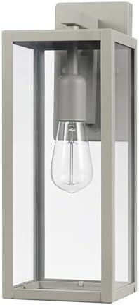 Globe Electric 44838 Bowery 1-Light Outdoor Indoor Wall Sconce, Matte Gray, Clear Glass Shade by GlobeElectric