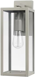 Globe Electric 44838 Bowery 1-Light Outdoor Indoor Wall Sconce, Matte Gray, Clear Glass Shade by GlobeElectric