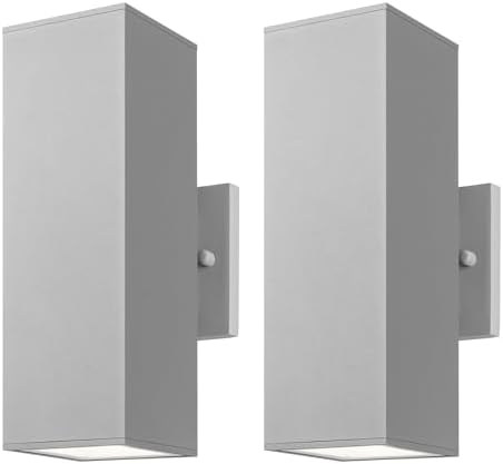 mirrea 12" Modern Outdoor Porch Light in 2 Lights, Matte Gray, 2 Pack by mirrea
