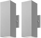 mirrea 12" Modern Outdoor Porch Light in 2 Lights, Matte Gray, 2 Pack by mirrea