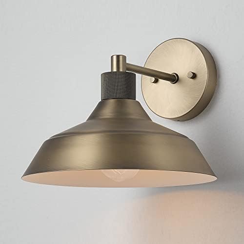 Globe Electric 44841 Sutton Outdoor Wall Sconce, Matte Brass Light Fixture, Front Porch Light or Outdoor Barn Light, Exterior Light Fixture, Textured Socket Detail, Modern Farmhouse Porch Lights, 9'' - Image 6