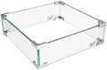 BALI OUTDOORS Fire Pit Wind Guard Fence 18"x 18"x 6" Square Fire Pit Screen Clear Tempered Glass Flame Guard for Propane Fire Pit, Outdoor Fire Column by BaliOutdoors