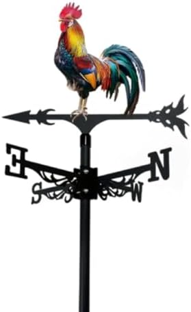 Metal Iron Art Rooster Weathervanes Rooftop Villa Wind Direction Indicator Vintage Fits Peacock Weather Vanes for Sheds Yard Pavilion (Rooster F) by Unknown