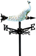 Weather Vane Metal Iron Art Rooster Weathervanes Rooftop Villa Wind Direction Indicator Vintage Fits Peacock Weather Vanes for Sheds Yard Pavilion (red-Crowned Crane C) Peacock White by Unknown